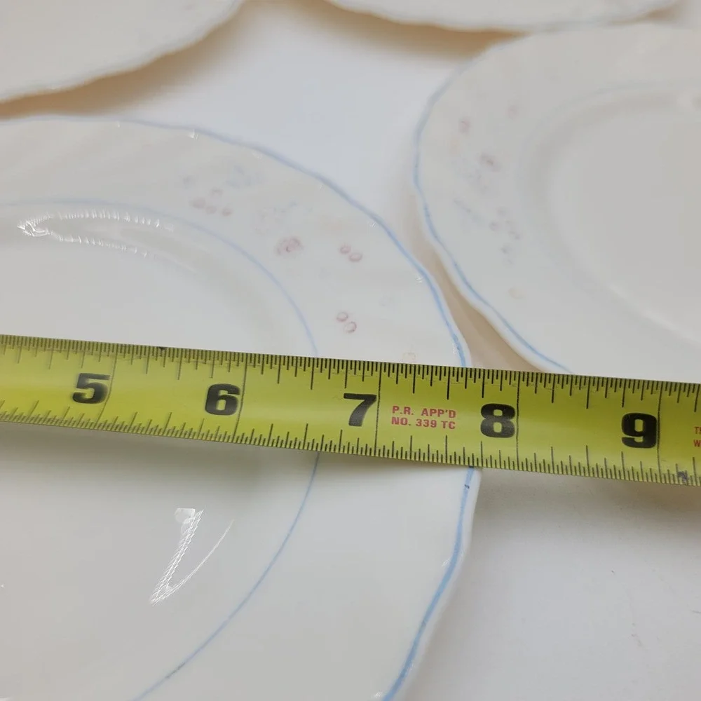 5 Arcopal Victorian Floral Salad Plates White Swirl Scalloped 7.75